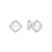 Cercei argint cu perle naturale albe si cristale DiAmanti SK26107E_W-G Cercei argint cu perle naturale albe si cristale DiAmanti SK26107E_W-G